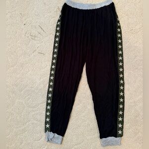 John Eshaya Black Joggers with Star Trim